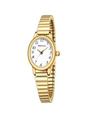 Gold Quartz Watch for Women Small Dial Stainless Steel Stretch Band Waterproof